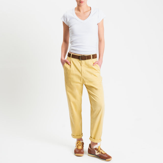 Zeroassoluto-Pantalone LOLA elastico dietro cotone elasticizzato - yellow