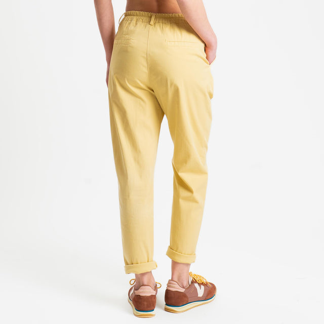 Zeroassoluto-Pantalone LOLA elastico dietro cotone elasticizzato - yellow
