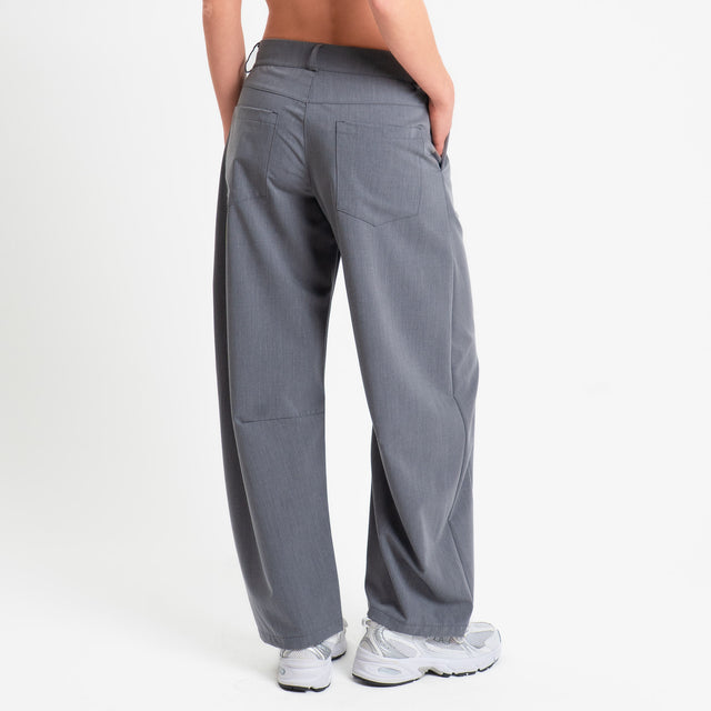 Zeroassoluto-Pantalone LUCE barrel fit in poliviscosa - grigio melange