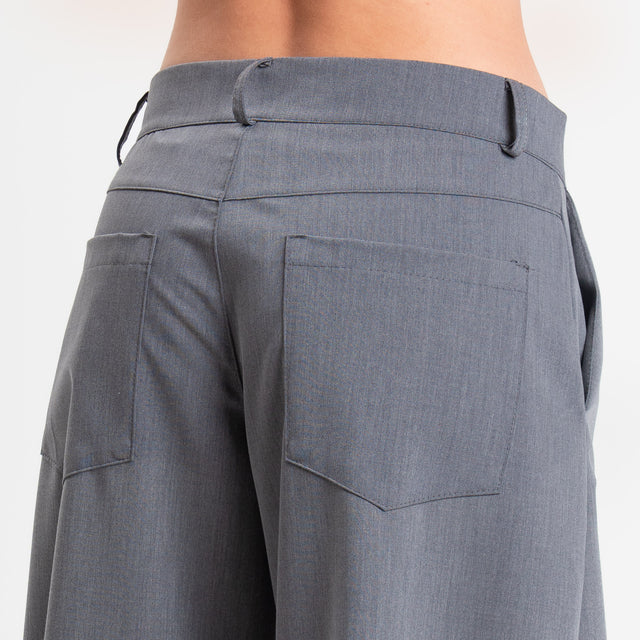 Zeroassoluto-Pantalone LUCE barrel fit in poliviscosa - grigio melange