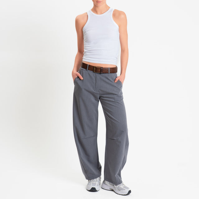 Zeroassoluto-Pantalone LUCE barrel fit in poliviscosa - grigio melange