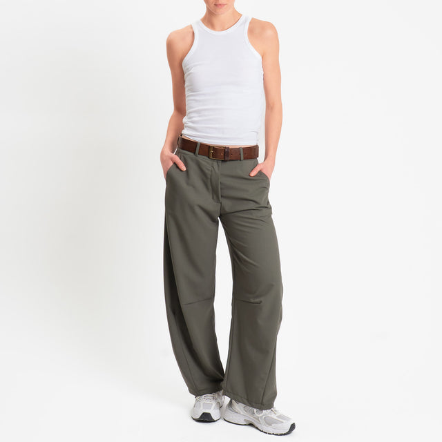 Zeroassoluto-Pantalone LUCE barrel fit in poliviscosa - militare