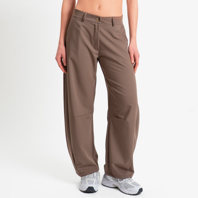 Zeroassoluto-Pantalone LUCE barrel fit in poliviscosa - nocciola