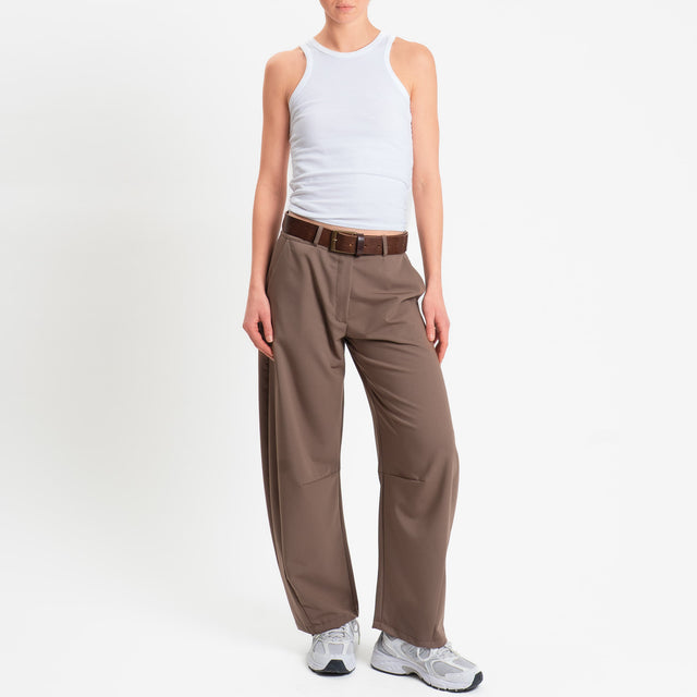 Zeroassoluto-Pantalone LUCE barrel fit in poliviscosa - nocciola