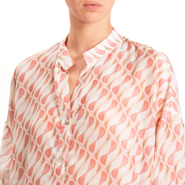 Zeroassoluto-Camicia MAIA mussola seta/cotone - optical burro/pink