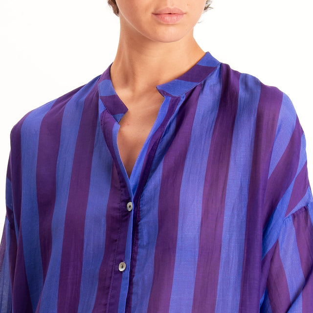 Zeroassoluto-Camicia MARA righe mussola seta/cotone - viola/malva