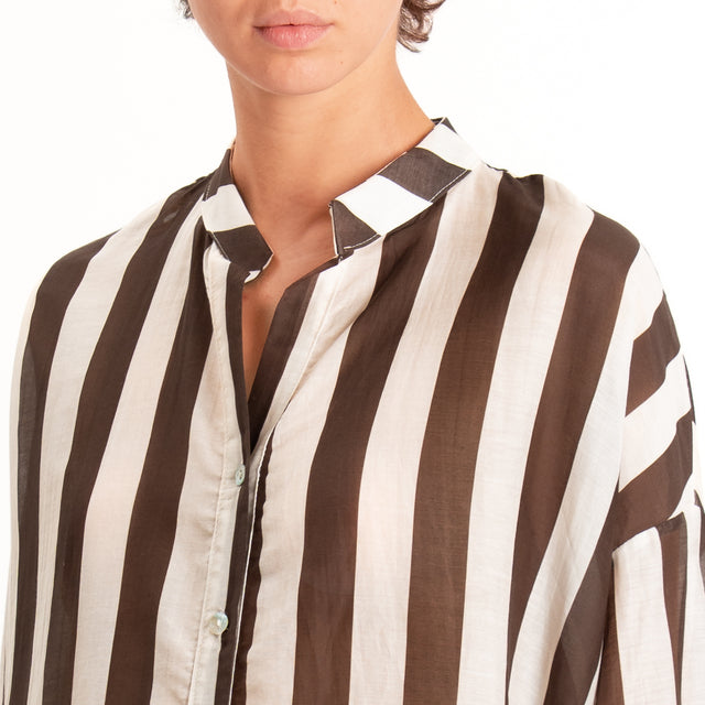 Zeroassoluto-Camicia MARA righe mussola seta/coton - burro/moro