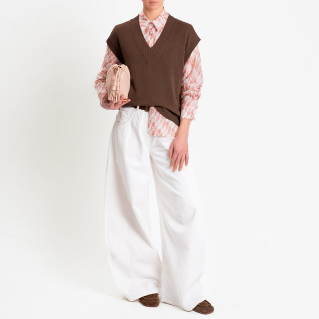 Zeroassoluto-Camicia MIA in mussola seta/cotone fantasia - optical burro/pink