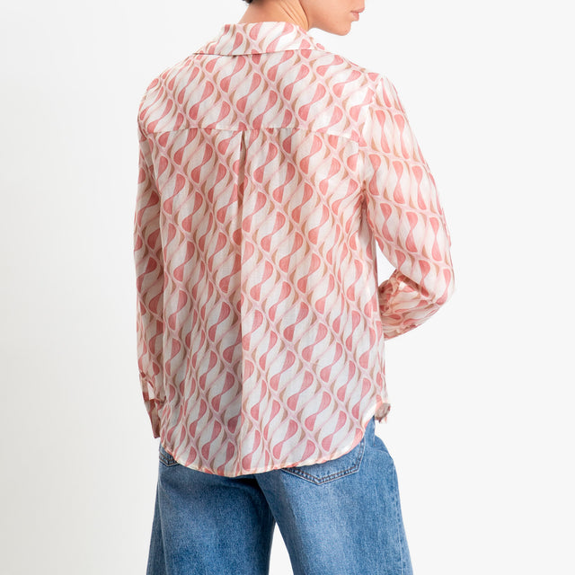 Zeroassoluto-Camicia MIA in mussola seta/cotone fantasia - optical burro/pink