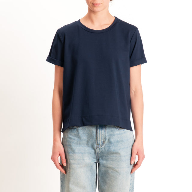 Zeroassoluto-T-shirt scatola jersey elasticizzato - blu