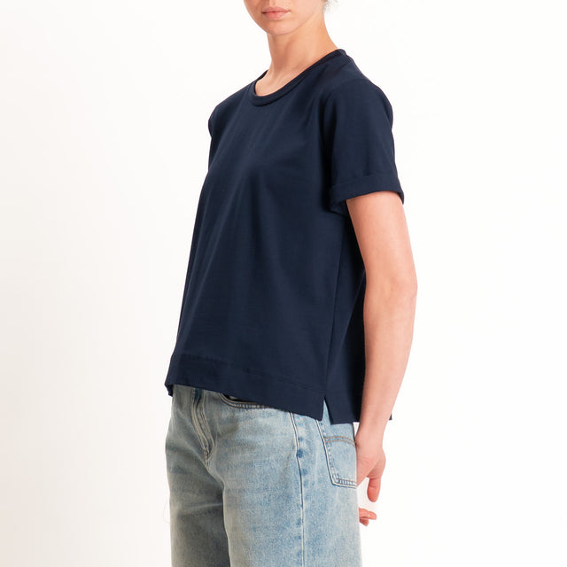 Zeroassoluto-T-shirt scatola jersey elasticizzato - blu