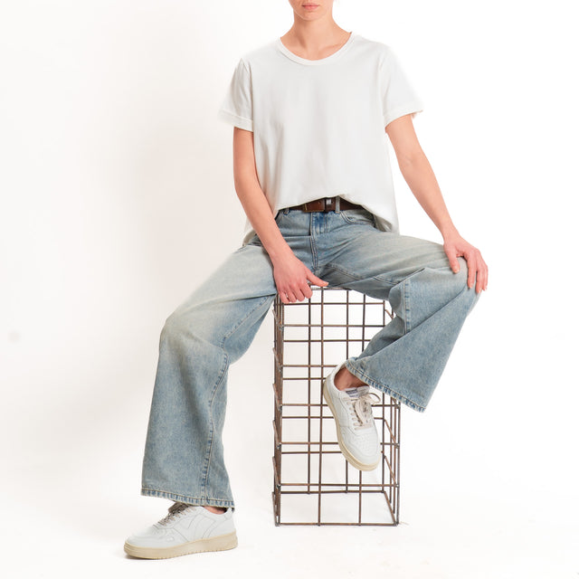 Zeroassoluto-T-shirt scatola jersey elasticizzato - burro