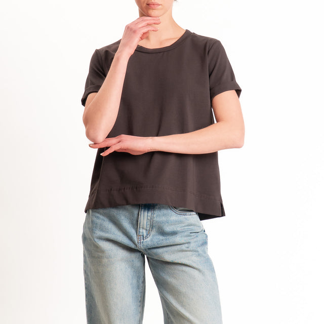Zeroassoluto-T-shirt scatola jersey elasticizzato - choco