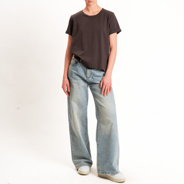 Zeroassoluto-T-shirt scatola jersey elasticizzato - choco