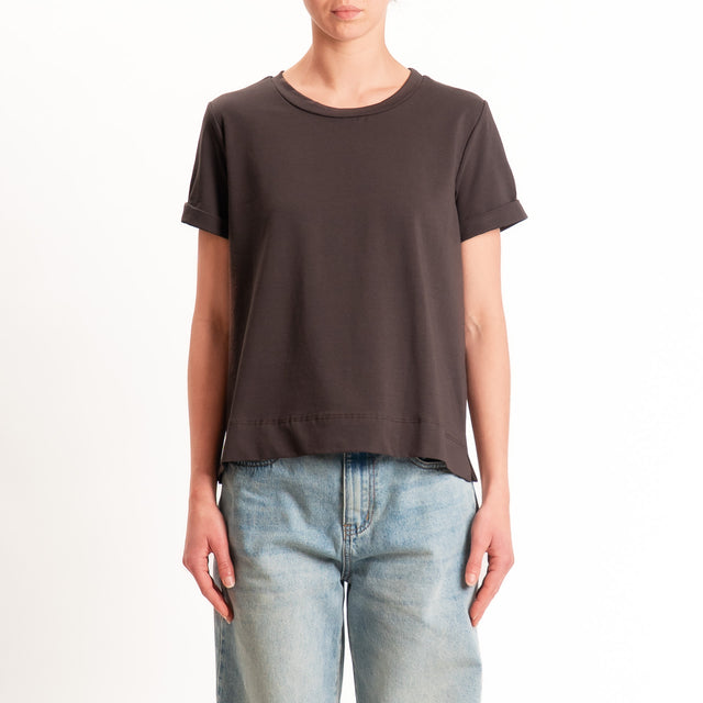 Zeroassoluto-T-shirt scatola jersey elasticizzato - choco