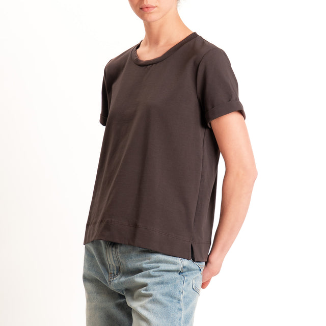 Zeroassoluto-T-shirt scatola jersey elasticizzato - choco