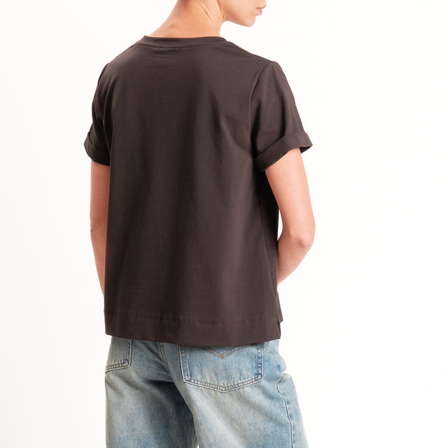 Zeroassoluto-T-shirt scatola jersey elasticizzato - choco