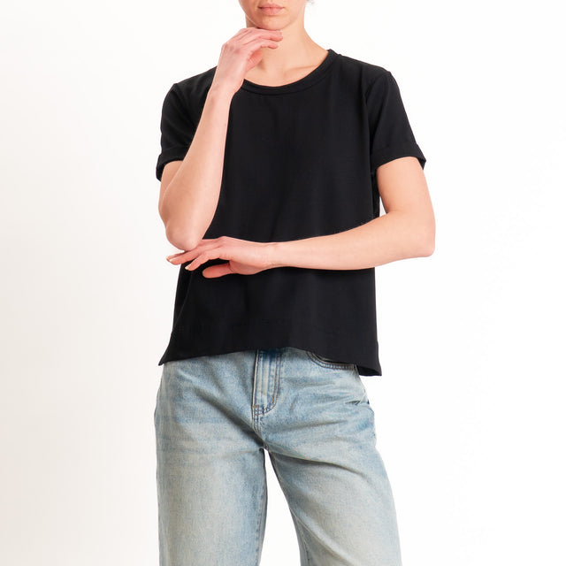 Zeroassoluto-T-shirt scatola jersey elasticizzato - nero