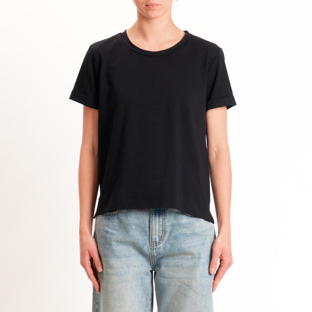 Zeroassoluto-T-shirt scatola jersey elasticizzato - nero