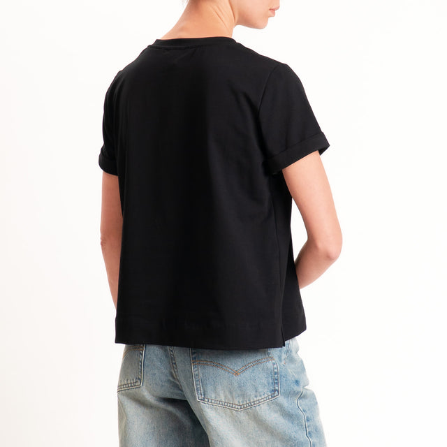 Zeroassoluto-T-shirt scatola jersey elasticizzato - nero