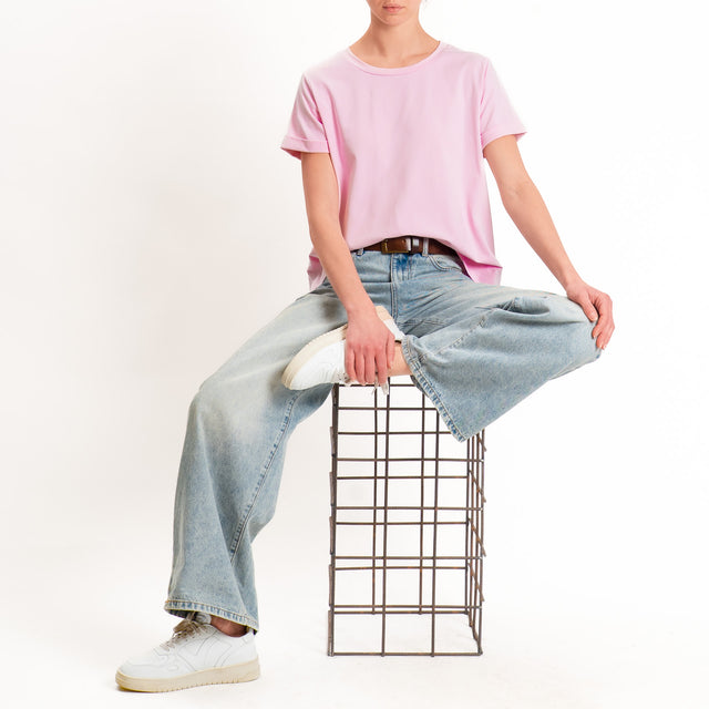 Zeroassoluto-T-shirt scatola jersey elasticizzato - pink