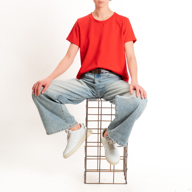 Zeroassoluto-T-shirt scatola jersey elasticizzato - lacca