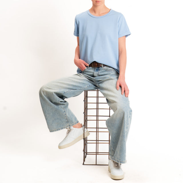 Zeroassoluto-T-shirt scatola jersey elasticizzato - sky