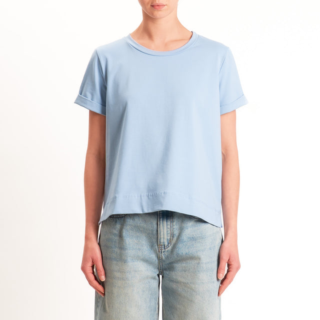 Zeroassoluto-T-shirt scatola jersey elasticizzato - sky