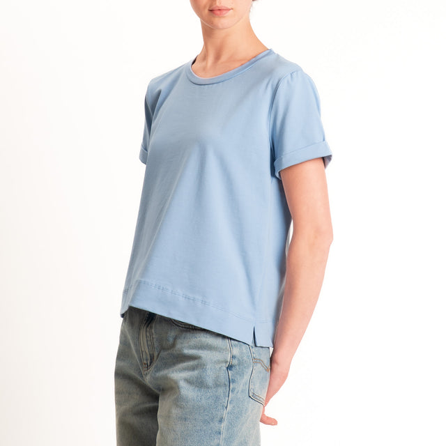 Zeroassoluto-T-shirt scatola jersey elasticizzato - sky