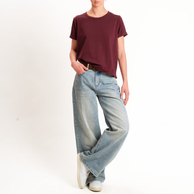 Zeroassoluto-T-shirt scatola jersey elasticizzato - vino