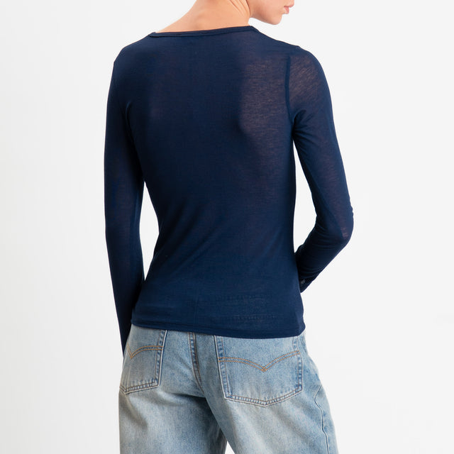 Zeroassoluto-T-shirt elasticizzata viscosa/seta - blu