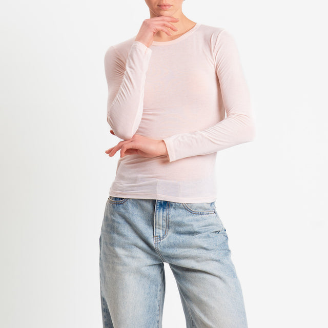 Zeroassoluto-T-shirt elasticizzata viscosa/seta - light pink