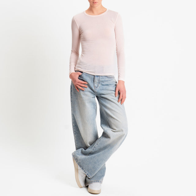 Zeroassoluto-T-shirt elasticizzata viscosa/seta - light pink