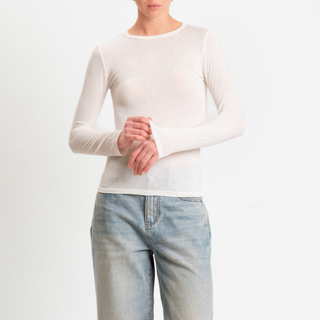 Zeroassoluto-T-shirt elasticizzata viscosa/seta - panna