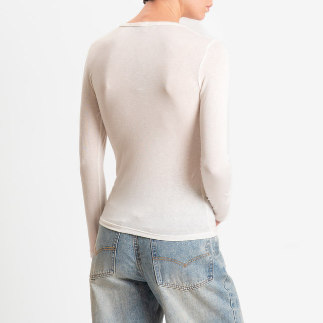 Zeroassoluto-T-shirt elasticizzata viscosa/seta - panna