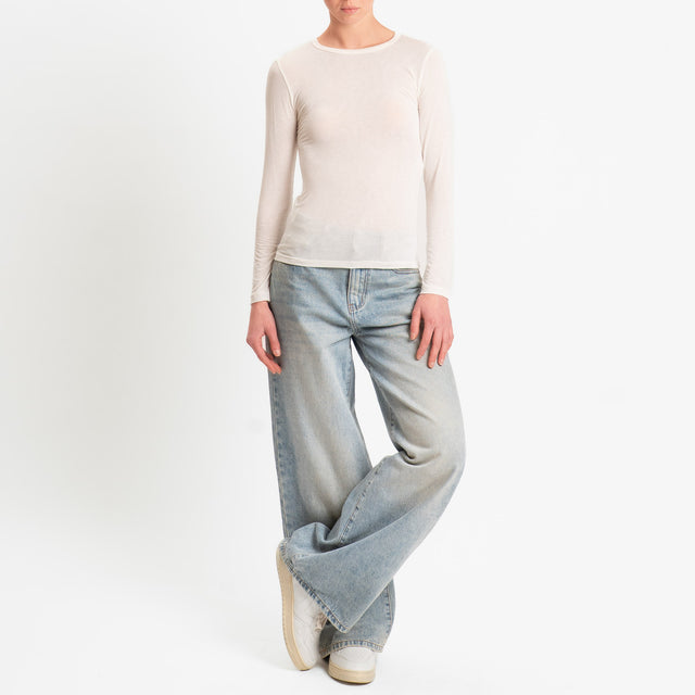 Zeroassoluto-T-shirt elasticizzata viscosa/seta - panna