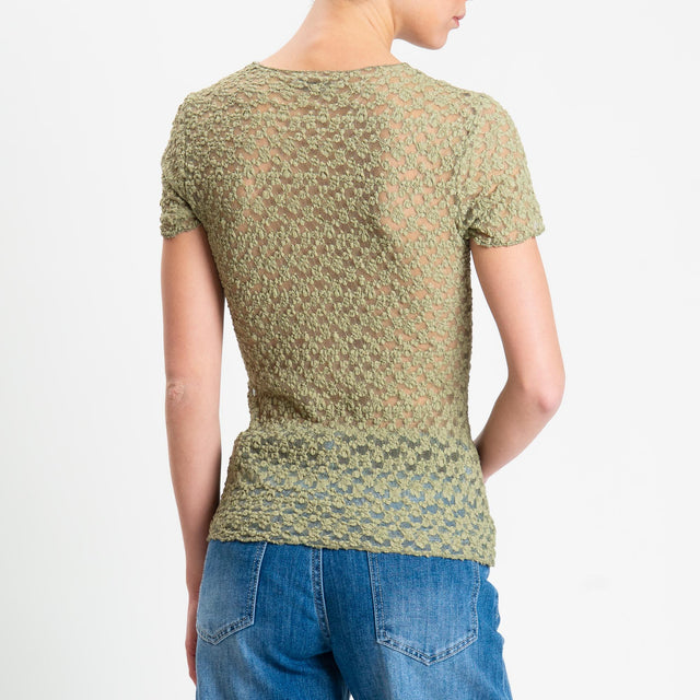 Zeroassoluto-T-shirt in pizzo elasticizzato slim fit - olive