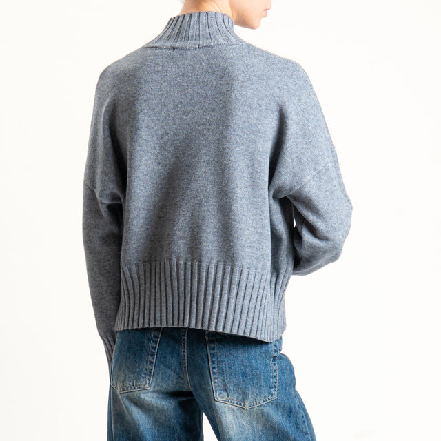 Zeroassoluto-Maglia collo montato bordi a coste - grigio melange