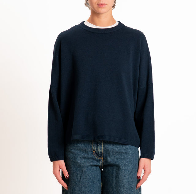 Zeroassoluto-Maglia scatola girocollo - blu