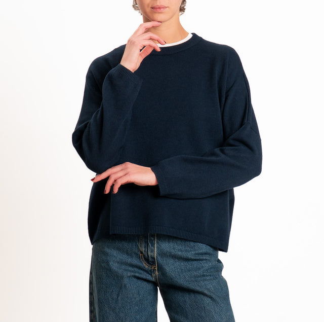 Zeroassoluto-Maglia scatola girocollo - blu