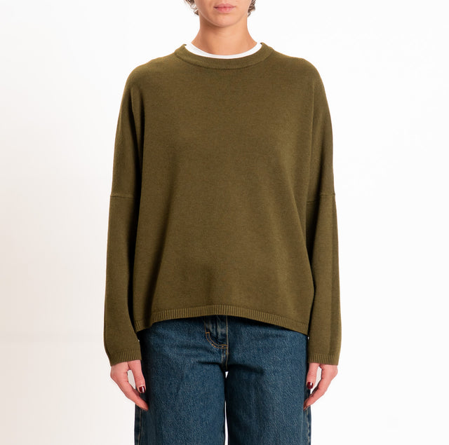 Zeroassoluto-Maglia scatola girocollo - militare
