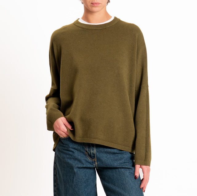 Zeroassoluto-Maglia scatola girocollo - militare
