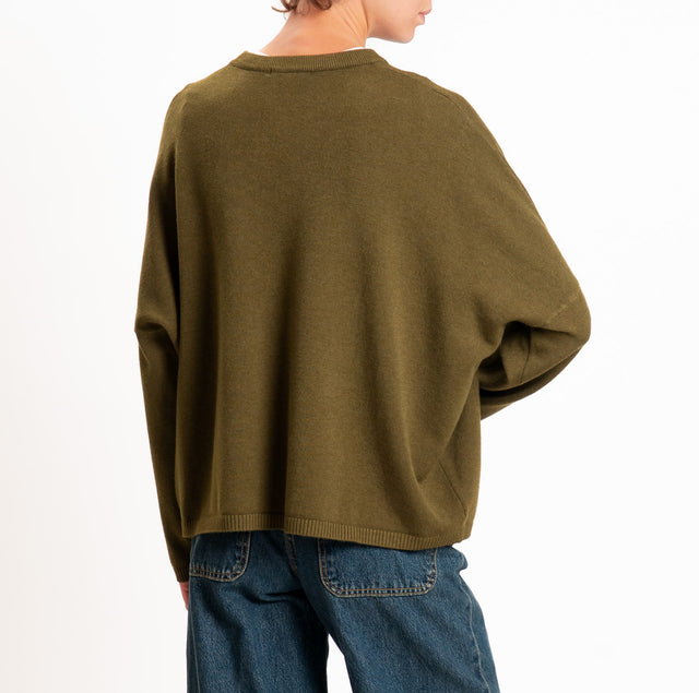 Zeroassoluto-Maglia scatola girocollo - militare