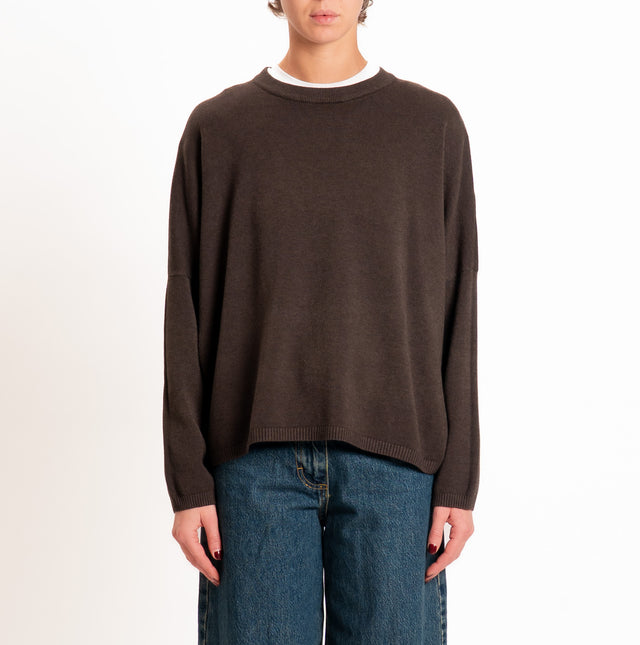 Zeroassoluto-Maglia scatola girocollo - choco