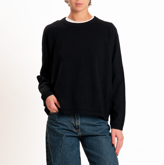 Zeroassoluto-Maglia scatola girocollo - nero