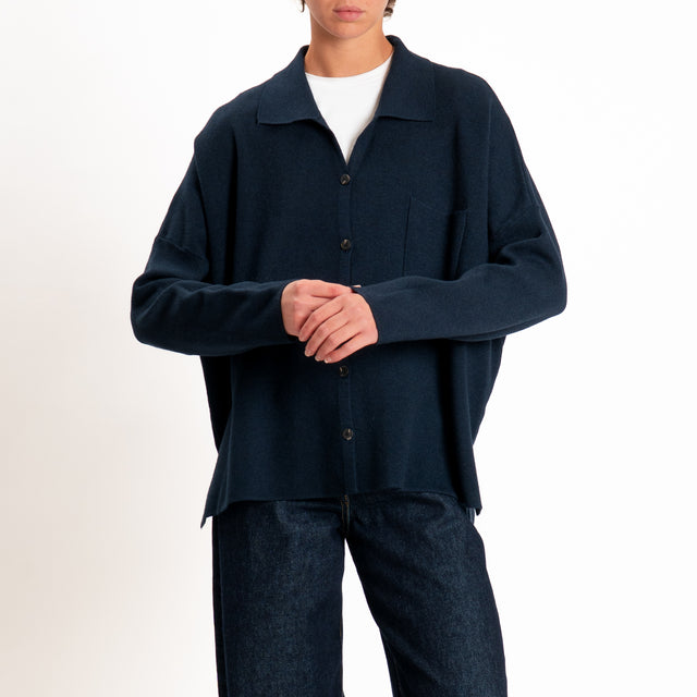 Zeroassoluto-Giacca camicia over in maglia - blu