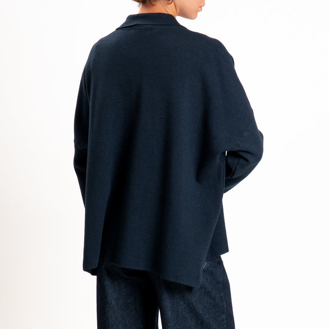 Zeroassoluto-Giacca camicia over in maglia - blu