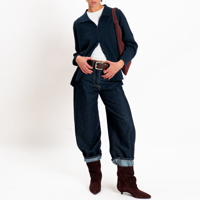 Zeroassoluto-Giacca camicia over in maglia - blu