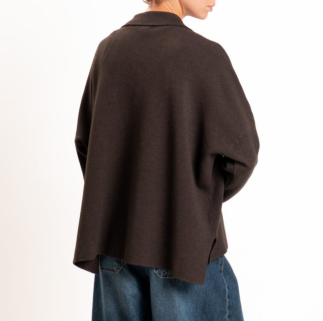 Zeroassoluto-Giacca camicia over in maglia - choco
