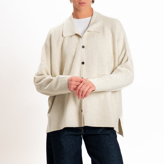 Zeroassoluto-Giacca camicia over in maglia - gesso